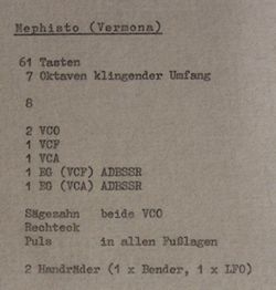 erste Konzeptionen des "VERMONA - Mephisto"